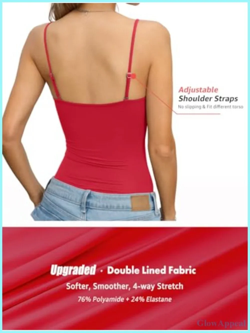 Double Lined Square Neck Tank Top Adjustable Spaghetti Strap Camisole Y2K Going
